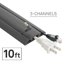 UT Wire Neoprene 3-Channel Cord Protector & Cable Management Concealer - 10FT Long - Gray