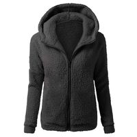 CCOOfhhc Womens Warm Winter Hooded Sherpa Sweater Coat Oversized Solid Wool Zipper Fleece Outwear Jacket with Pocket,L