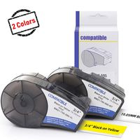 Freshworld Compatible Tape Replacement for High Adhesion 3/4 Vinyl Film Label Tape, M21-750-595-WT M21-750-595-YL, Black on White/Yellow,0.75"W x 21'L,for Brady BMP21-PLUS,IDPAL, LABPAL Label Maker,2P
