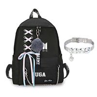 Youyouchard BTS Bangtan Boys Love Yourself Answer BTS Backpack for Women Girls Canvas Backpack for Laptop Hiking Travel with A BTS Bracelet(SUGA)