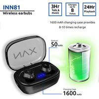 NVX INN81【 Bluetooth 5.0 Wireless Earbuds 】IPX5 Water-resistant TWS Stereo Headphones: HD Twin Mics, Graphene Drivers, Touch control, 3hr Playback +24hr Case +FOAM TIPS for Noise Isolation & Deep Bass