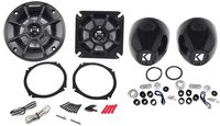 Kicker PS4 (40PS44) 4" Motorcycle/ATV Speakers 4 Ohm+KMMTES Handlebar Enclosures