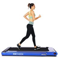 ANCHEER 2 in1 Folding Treadmill, Smart 2.25 HP Under Desk Treadmill, Electric Walking Running Machine with Bluetooth Audio Speakers, Upgraded Smart Top Folding Treadmill (Blue)