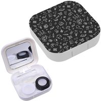 Portable Contact Lens Case Box Travel Kit Mirror + Bottle + Tweezers Container Holder [ Back School Elements ]