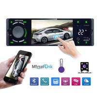 Single DIN Car Stereo 4.1 Inch Touch Screen Multimedia Car Stereo Receiver MP5 Player with Hands Free Calls Bluetooth/Remote Control/USB/AUX Input/Mirror Link/with Rear View Camera