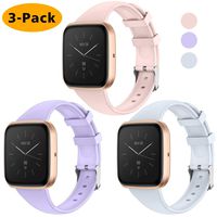 EZCO 3-Pack Sport Bands Compatible with Fitbit Versa/Versa 2 / Versa Lite, Waterproof Soft Silicone Breathable Sport Watch Strap Replacement Wristband Accessories Women Man for Versa Smart Watch