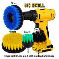 HIFROM Drill Brush - 2 3 4 5 in Soft Medium Bristle Scrub Attachments Cleaning Kit for Bathroom Shower Tile Grout Carpet Tires Boats Kitchen(Pack of 4)