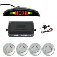 SINOVCLE Car LED Parking Sensor Kit 4 Sensors 22mm Backlight Display Reverse Backup Radar Monitor System 12V (Silver Color)