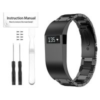 For Fitbit Charge HR,GBSELL Stainless Steel Strap Wrist Band Replacement Bracelet with Tool Set (Black)