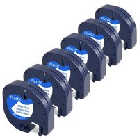 6-Pack Equivalent Dymo Letratag Tape 91331 S0721610 1/2'' W x 13' L Black on White Letratag Refills Plastic Tape Compatible with Dymo Label Makers LetraTag Plus LT100H LT100T QX50