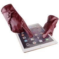 Winter Warm Gloves,Hemlock Women's Waterproof Driving PU Leather Gloves Phone Screen Touch Mittens (Red)