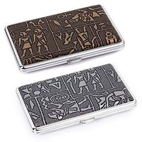 2pcs Egyptian Pattern Leather Metal Cigarette Case Holders for 100's Cigarettes