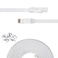 Cat 6 Ethernet Cable 35 ft Flat White,Solid Cat6 High Speed Computer Wire with Clips & Rj45 Connectors for Router, Modem, Faster Than Cat5e/Cat5, (35ft, 1 Pack, White)