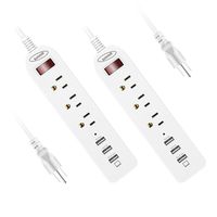 Bototek 2 Pack USB Power Strip with 3 AC Outlets and 3-Port USB Charging Ports,Surge Protector Power Strip with 5 Feet Long Cord for Smartphone Tablets Home,Office & Hotel- White