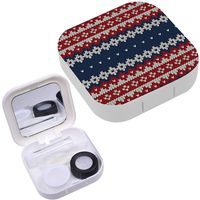 Portable Contact Lens Case Box Travel Kit Mirror + Bottle + Tweezers Container Holder [ Traditional Fair Isle Style ]