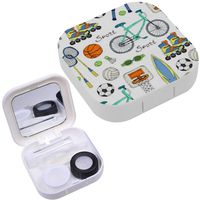 Portable Contact Lens Case Box Travel Kit Mirror + Bottle + Tweezers Container Holder [ Pattern Design ]