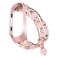 Strap Bracelet for Xiaomi Mi Band 4 Miband 3/4 Replacement Band, ASTVSHOP Bead String Wrist Strap Wristband Smart Watch Band Watchband Accessories Adjustable for Mi Band 3 (14cm x 3.2 cm x 2cm, Pink)