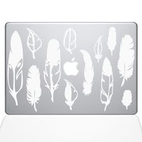 The Decal Guru Woodland Feathers MacBook Decal Vinyl Sticker - 15" MacBook Pro (2015 & Older) - White (1267-MAC-15P-W)