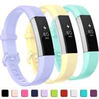 GEAK Compatible with Fitbit Alta and Alta HR Band, Soft Classic Accessories Sport Bands Compatible for Fitbit Alta HR/Fitbit Ace,Lilac MilkYellow and TiffanyBlue,Large