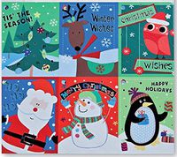 Christmas Gift Tags Embelished Foil Finish Holiday Present Name Tags 48 Big Hangers in 6 Assorted Designs Santa, Penguin, Snowman, Reindeer, Owl, Tree, Bird