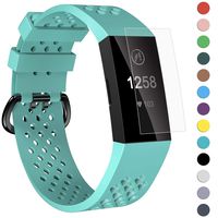 Velavior Breathable Bands for Fitbit Charge 3/ Charge3 SE, Waterproof Silicone Sports Band with Air Holes, Adjustable Replacement Wristbands for Women Men Small Large (Large, Robin's Egg Blue)