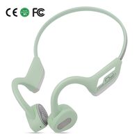 WGP Open-Ear Wireless Bone Conduction Headphones, Upgraded Bluetooth 5.0 Free-ear Sports Headsets for Night Jogging Running Driving Cycling Sweat Proof and Lightweight (Light Green Luminous)