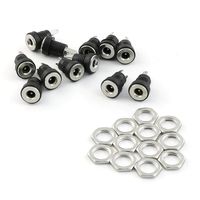 RLECS 12pcs 2 Pin DC Power Female Jack Socket Panel Mount with Hex Nut,DC Electrical Plug Connector 3.5 x 1.3mm