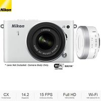 Nikon J3 White Camera Body (27611B) with 1 NIKKOR 10-30mm VR f/3.5-5.6 PD-Zoom Lens - (Renewed)