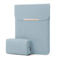 KALIDI 13.3 inch Laptop Sleeve Case Faux Suede Leather for MacBook Air/13 inch MacBook Pro Retina 2017 2016,MacBook 13-13.5 inches + Accessories Pouch,Sky Blue