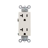 Pass & Seymour 26352-LA Specification Grade Heavy-Duty Dual-Controlled Plug Load Duplex Receptacle 20 Amp 125 Volt AC NEMA 5-20R Auto Grounding Light Almond Decora
