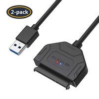 USB 3.0 to 2.5" SATA III Hard Drive Adapter, SATA to USB Cable External Converter for SSD/HDD Data Transfer （2 Pack）