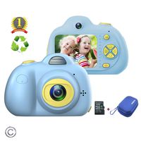 Feeyea Digital Camera for Kids,with Carrying Case,Shockproof Mini Kids Camcorder with 2 Inch HD LCD Screen and 8 Mega Pixel Dual Lens,Festival Gift for 5-7 Years Old Boy,Blue(32GB TF Card Included)