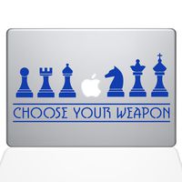 The Decal Guru Chess Weapons MacBook Decal Vinyl Sticker - 15" MacBook Pro (2016 & Newer) - Dark Blue (1277-MAC-15X-DB)