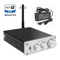 AIYIMA 2.0 CH Bluetooth 4.2 HiFi Stereo Audio Amplifier & TPA3116 Class D Integrated Amp with Bass and Treble Control & Power Supply (Silver)