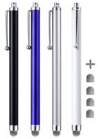CCIVV Stylus Pens, 4 Pcs 5.6 Inches Mesh Tipped Stylus for Touch Screens, iPad, iPhone, Kindle Fire + 4 Extra Replaceable Hybrid Fiber Tips (White, Black, Silver, Blue)