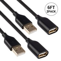 EVISTR USB Cable USB 2.0 Extension Cable 6FT - A-Male to A-Female USB Extender Cord 5000+ Bend Lifespan for Playstation, Xbox, Printer, Scanner, Camera, Keyboard, Hard Drive