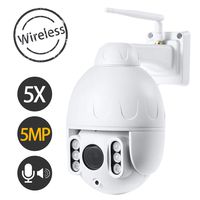 Nesuniq PTZ WiFi Camera Outdoor, 5MP Wireless Security IP Camera Pan Tilt 5X Optical Zoom Two Way Audio, 196ft Night Vision, Waterproof Surveillance CCTV, Motion Detection Alarm, Support Max 128GB SD