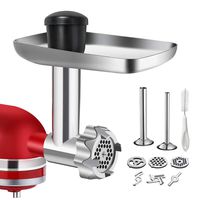 Metal Food Grinder Attachment for KitchenAid Stand Mixers, G-TING Meat Grinder Attachment Included 2 Sausage Stuffer Tubes, 3 Grinding Blades, 3 Grinding Plates