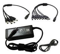 12V 5AMP Camera Power Adapter with 4-way and 8-way Power Splitters for Q-See QSS1250A