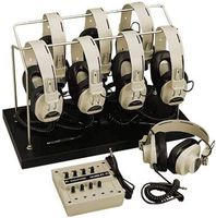 Califone 1218AVPS-03 8-Position Non-Powered Stereo Listening Center, Includes: 2003 Headphone Rack, Eight 2924AVPS Stereo Headphones and 1210AVPS Stereo Jackbox