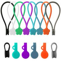 14 Pack Reusable Silicone Twist Ties Cable Organizers with Strong Magnet for Bundling & Organizing Headphone Cables/USB Charging Cords, Hanging & Holding Keychain, Bookmark, Whiteboard Fridge Magnets