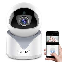 Senzi IP Camera 1080P Security WiFi Motion Sound Detection Night Vision Home Indoor Surveillance Auto Tracking 2.4GHz Cloud Recording Pan Tilt Zoom for Baby Pet Nancy Smart App