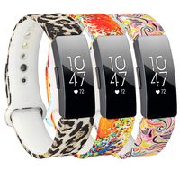 Baaletc Bands Compatible with Fitbit Inspire Hr&Inspire&Ace 2 Accessories Band Sport Strap Inspire Hr Bands for Women(Leopard/Painting/Paisley 3Pack Large)