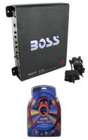 BOSS Audio Riot R1100M Mono Car Amp Amplifier Plus Sub Bass Remote + Wiring Kit