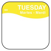 DayMark Day of the Week 3/4" x 3/4" Removable Label, Tuesday, Yellow (2,000 Labels)