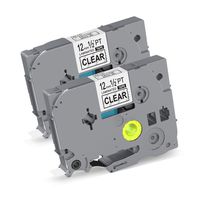 TZ Tape 12mm 0.47 Laminated Compatible Brother TZe-131 TZ-131 Tze 131 Black on Clear Tape for Brother P-Touch PTD210 PT-H100 PT-1880 Labeler, 2 Pack