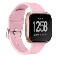 MEFEO Bands Compatible with Fitbit Versa, Soft Silicone Sport Band Breathable Wristband Replacement Strap for Fitbit Versa/Versa 2/Versa Lite/Special Edition Women Men (Small, Pink)