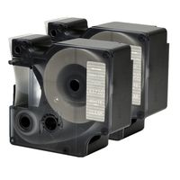 2PK Standard D1 53720 Dymo Label Tape White on Clear Compatible Labeling Tape Cassette Refills 1" x23 ft