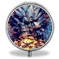 Pineapple Pill Case, Round Stainless Drug Organizer Container Medicine Cover for Pocket Daily&Weekly