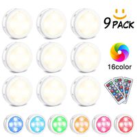LED Closet Lights,SOLMORE Wireless Color Changing RGB Puck Light 9 Pack with 3 Remote Controls Dimmable Display Lights Under Cabinet Lighting Cabinet Lights Stick On Lights LED Night Lights